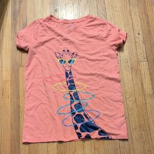 Cat & Jack Coral Giraffe Tee with Sunglasses